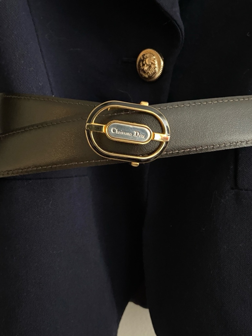 Dior Black Leather Belt Bag with Gold Oval Logo Buckle - Picture 3 of 3